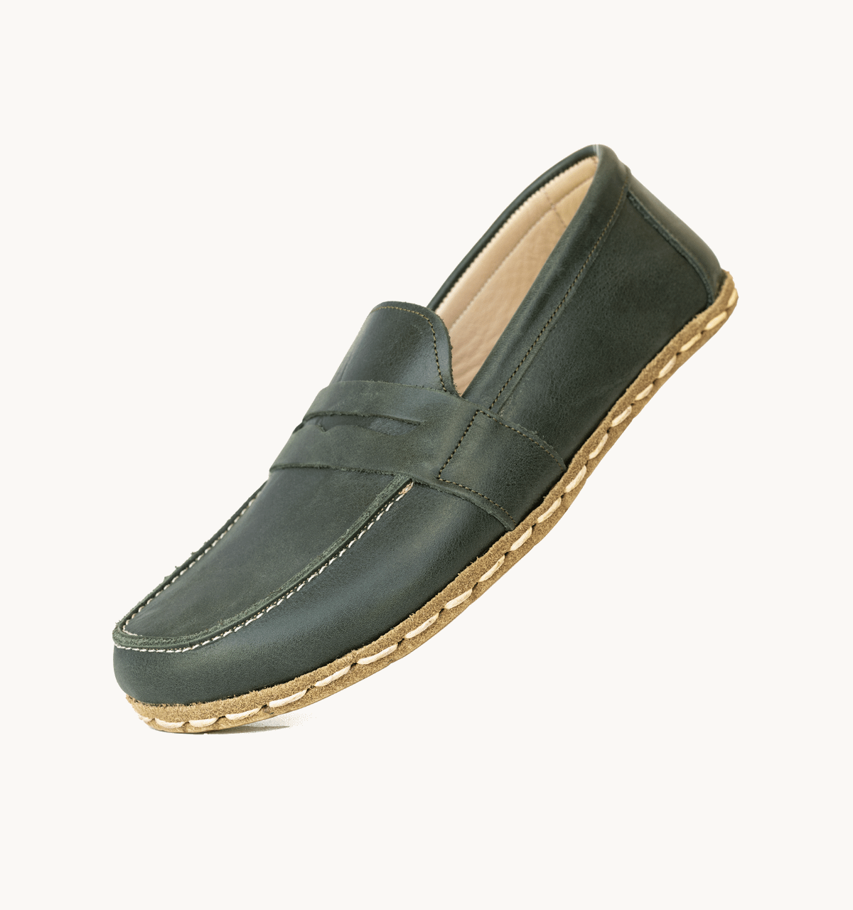 Women's Barefoot Leather Penny Loafer — Evergreen
