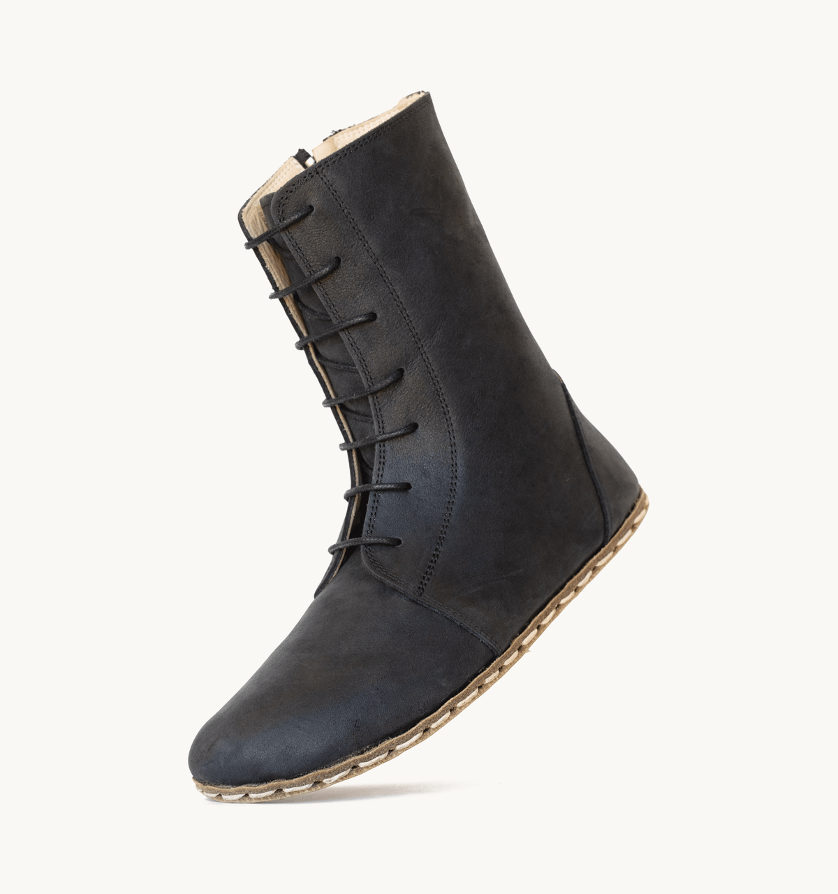 Men's Barefoot Leather Ankle Boot — Raven Black