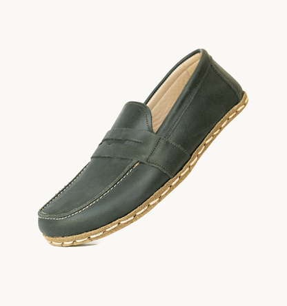 Women's Barefoot Leather Penny Loafer — Evergreen
