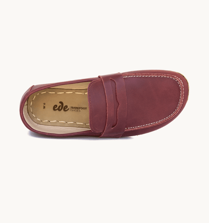 Women's Barefoot Leather Penny Loafer — Burgundy