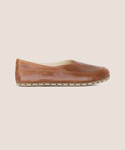 Women's Barefoot Leather Flat — Russet Antique